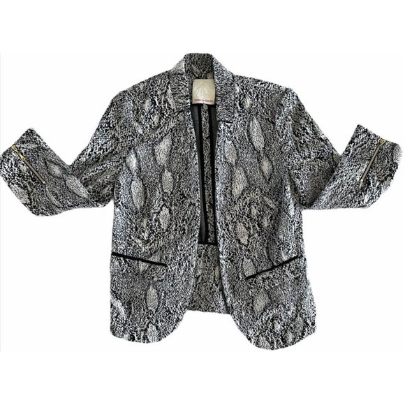 Rebecca Taylor Snake Skin‎ Peplum Blazer Jacket Size 2 Python Open Front - Picture 1 of 10
